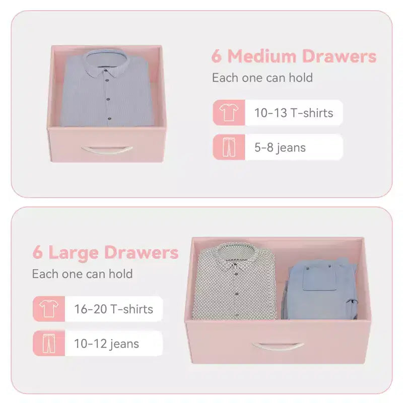 12 Drawers Dresser with Side Pocket,Steel Frame,Wood Top for Bedroom, Kids Room,Closet, Entryway