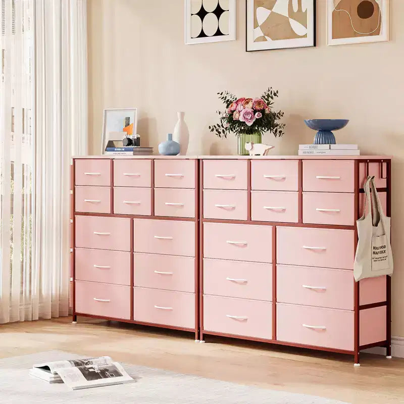 12 Drawers Dresser with Side Pocket,Steel Frame,Wood Top for Bedroom, Kids Room,Closet, Entryway