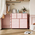 12 Drawers Dresser with Side Pocket,Steel Frame,Wood Top for Bedroom, Kids Room,Closet, Entryway