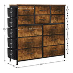 12 Drawers Dresser with Side Pocket,Steel Frame,Wood Top for Bedroom, Kids Room,Closet, Entryway