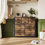 12 Drawers Dresser with Side Pocket,Steel Frame,Wood Top for Bedroom, Kids Room,Closet, Entryway
