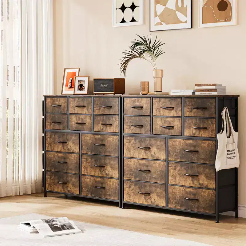 12 Drawers Dresser with Side Pocket,Steel Frame,Wood Top for Bedroom, Kids Room,Closet, Entryway