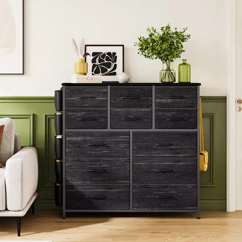 12 Drawers Dresser with Side Pocket,Steel Frame,Wood Top for Bedroom, Kids Room,Closet, Entryway