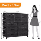 12 Drawers Dresser with Side Pocket,Steel Frame,Wood Top for Bedroom, Kids Room,Closet, Entryway