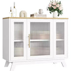 36 Buffet Sideboard Cabinet with Fluted Glass Door, Adjustable Shelf, Modern Coffee Bar Storage for Kitchen Dining Room