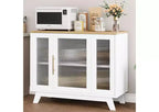 36 Buffet Sideboard Cabinet with Fluted Glass Door, Adjustable Shelf, Modern Coffee Bar Storage for Kitchen Dining Room