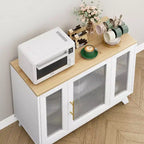 36 Buffet Sideboard Cabinet with Fluted Glass Door, Adjustable Shelf, Modern Coffee Bar Storage for Kitchen Dining Room