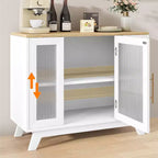 36 Buffet Sideboard Cabinet with Fluted Glass Door, Adjustable Shelf, Modern Coffee Bar Storage for Kitchen Dining Room