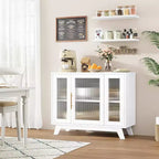 36 Buffet Sideboard Cabinet with Fluted Glass Door, Adjustable Shelf, Modern Coffee Bar Storage for Kitchen Dining Room