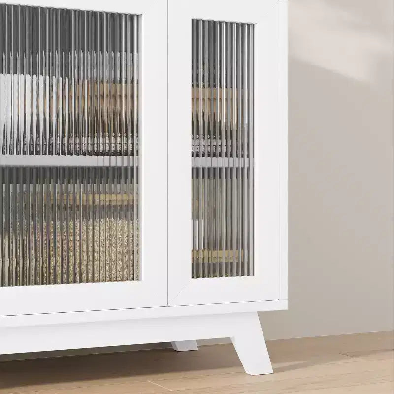 36 Buffet Sideboard Cabinet with Fluted Glass Door, Adjustable Shelf, Modern Coffee Bar Storage for Kitchen Dining Room