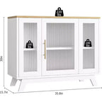 36 Buffet Sideboard Cabinet with Fluted Glass Door, Adjustable Shelf, Modern Coffee Bar Storage for Kitchen Dining Room