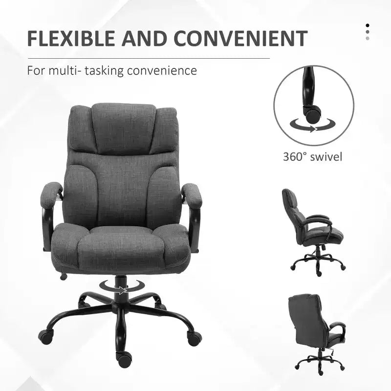 Extra Wide Comfy Chair with Adjustable Height, Ergonomic Office Chair with Padding Armrest, Criss Cross Chair for Home, Office