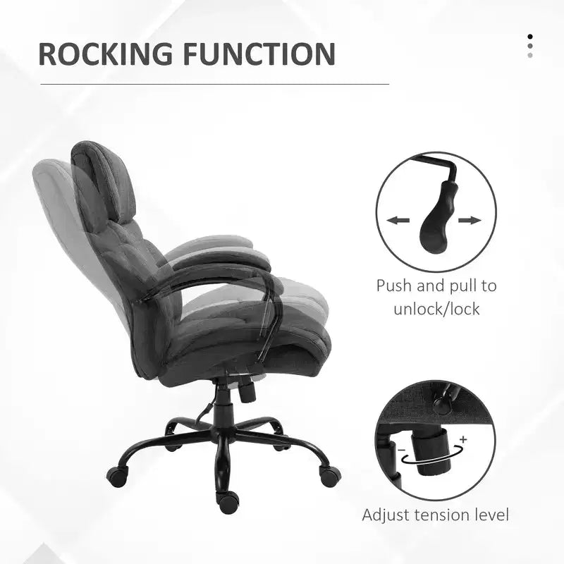 Extra Wide Comfy Chair with Adjustable Height, Ergonomic Office Chair with Padding Armrest, Criss Cross Chair for Home, Office