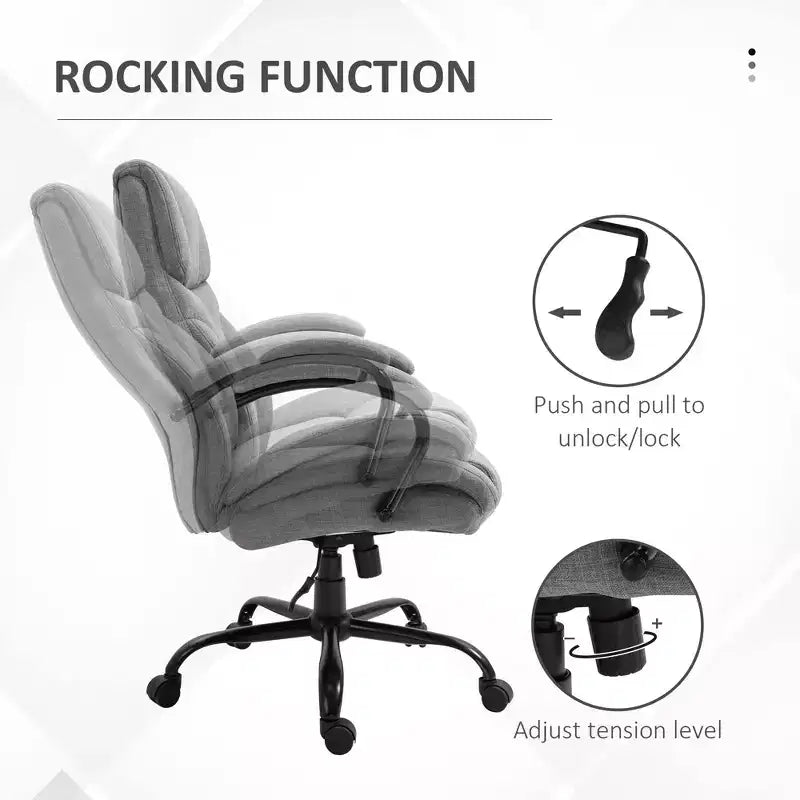 Extra Wide Comfy Chair with Adjustable Height, Ergonomic Office Chair with Padding Armrest, Criss Cross Chair for Home, Office