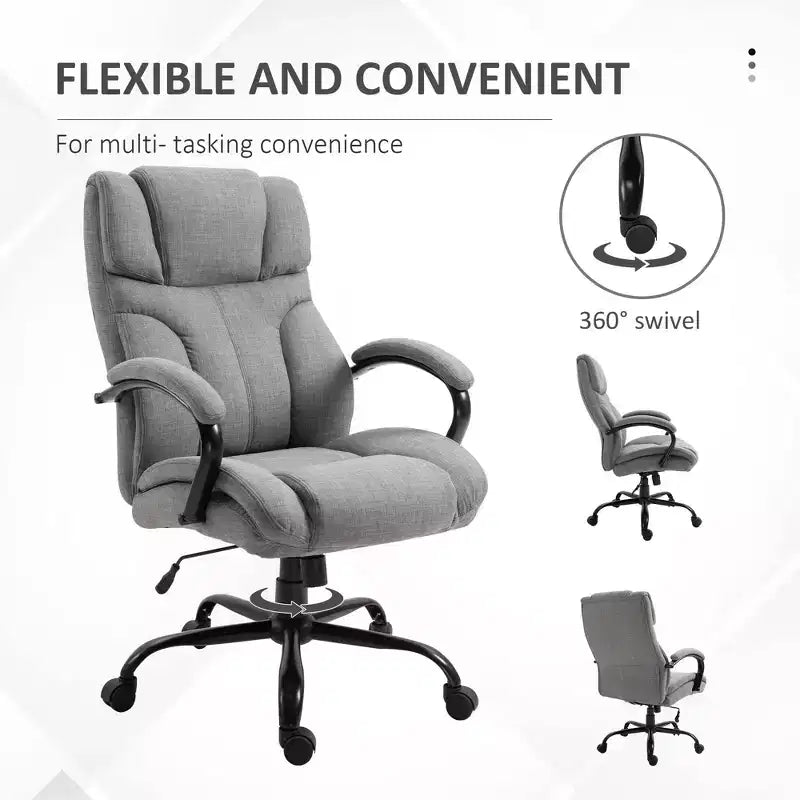 Extra Wide Comfy Chair with Adjustable Height, Ergonomic Office Chair with Padding Armrest, Criss Cross Chair for Home, Office