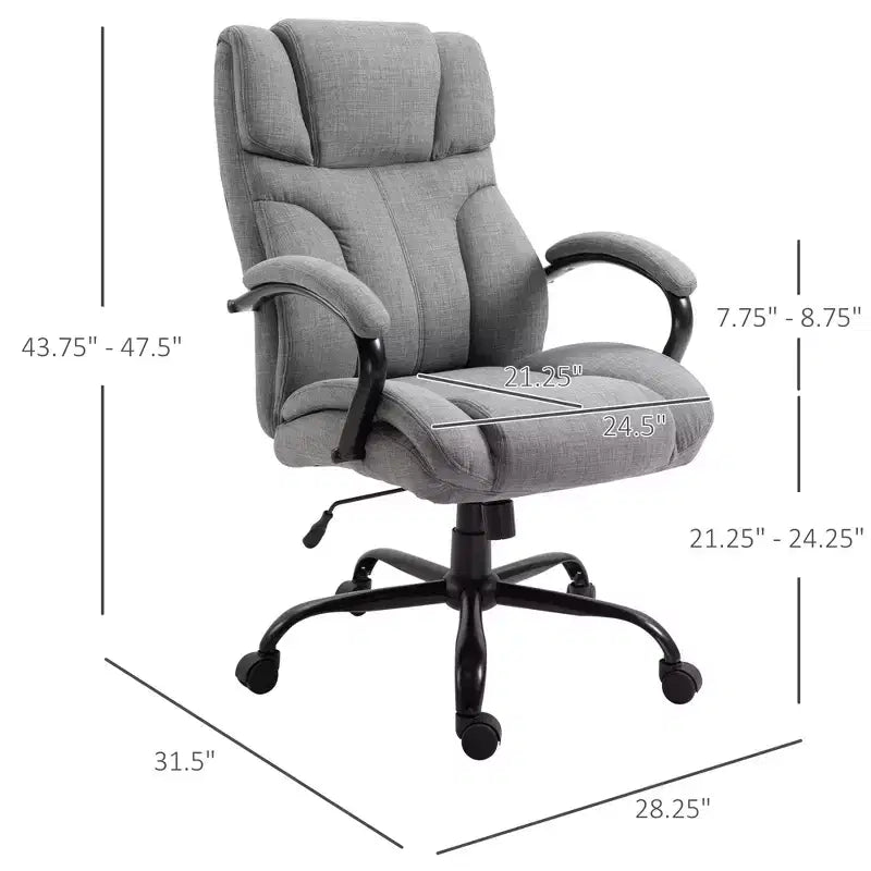 Extra Wide Comfy Chair with Adjustable Height, Ergonomic Office Chair with Padding Armrest, Criss Cross Chair for Home, Office