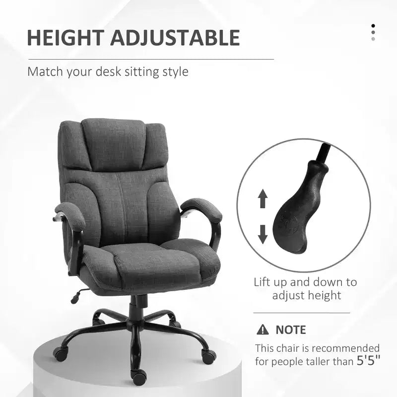 Extra Wide Comfy Chair with Adjustable Height, Ergonomic Office Chair with Padding Armrest, Criss Cross Chair for Home, Office
