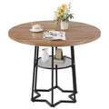 COZONY Round Dining Table for 4, 38.6 Farmhouse Kitchen Table with Wood Top & Metal Base, Storage Shelf, Rustic Dining Room Table (Table Only)