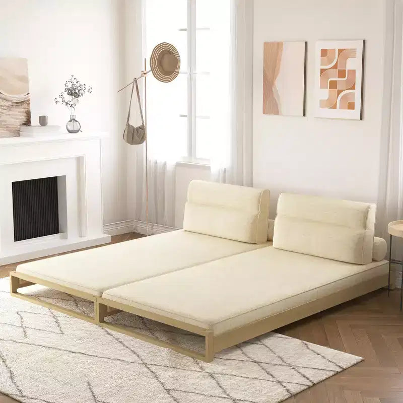 82.67 Inch Modern Convertible Sofa Bed with Solid Wood Frame and Removable Covers
