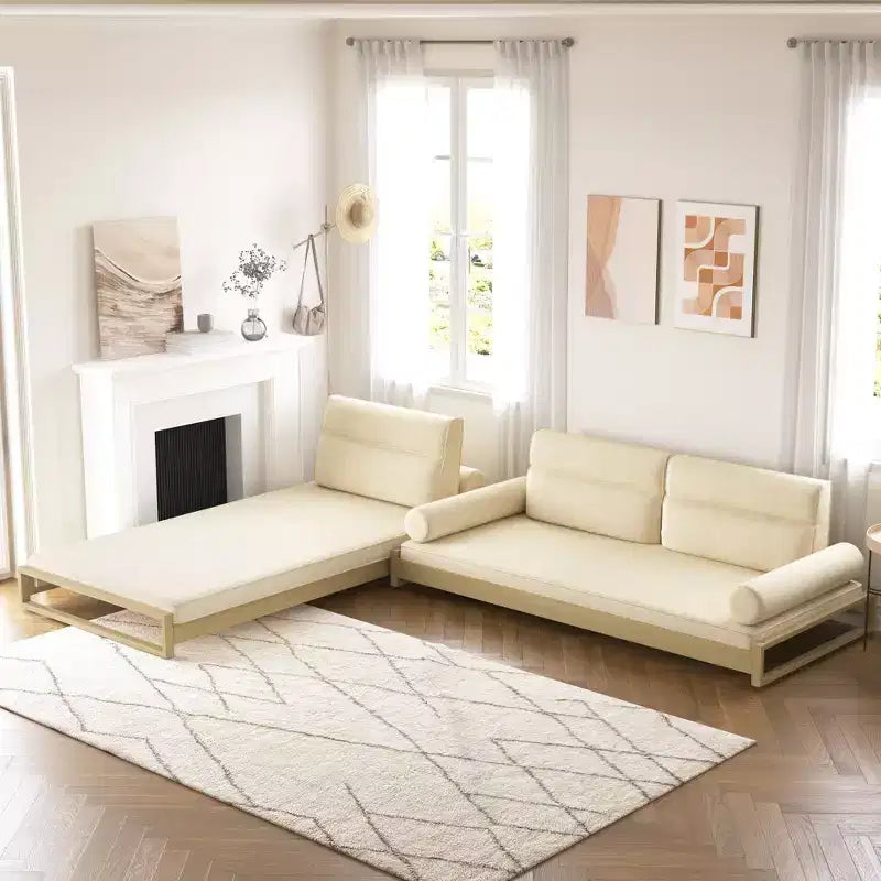 82.67 Inch Modern Convertible Sofa Bed with Solid Wood Frame and Removable Covers