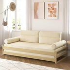 82.67 Inch Modern Convertible Sofa Bed with Solid Wood Frame and Removable Covers