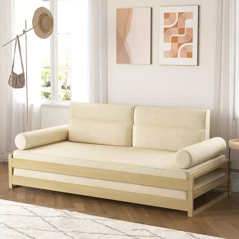 82.67 Inch Modern Convertible Sofa Bed with Solid Wood Frame and Removable Covers