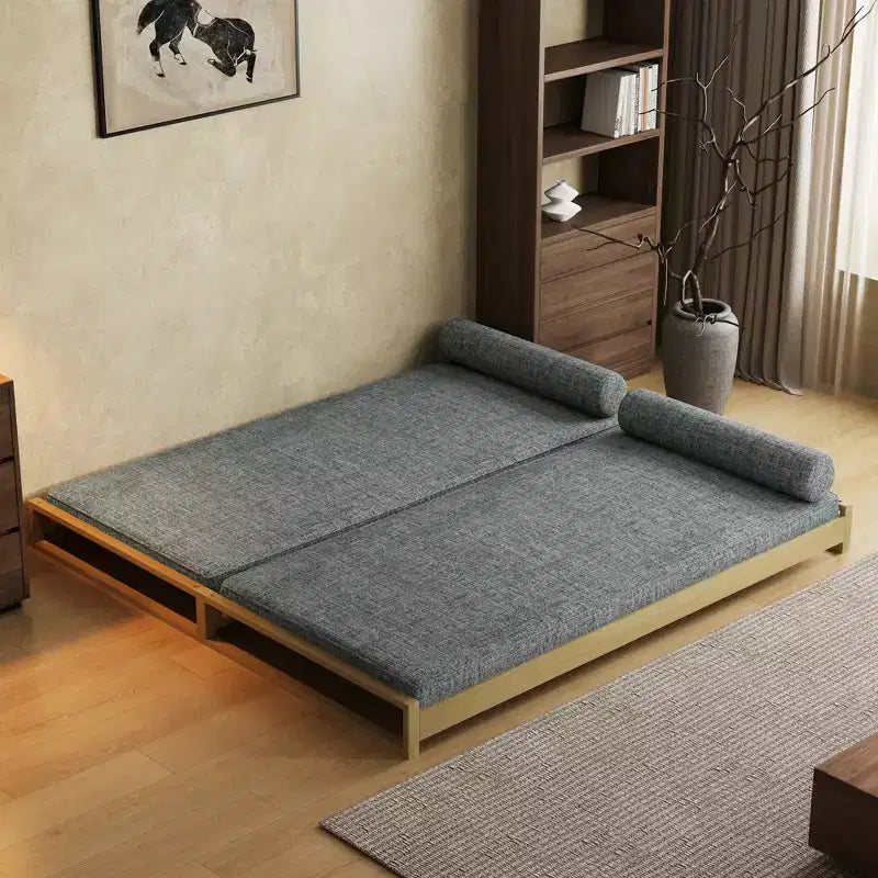 82.67 Inch Modern Convertible Sofa Bed with Solid Wood Frame and Removable Covers