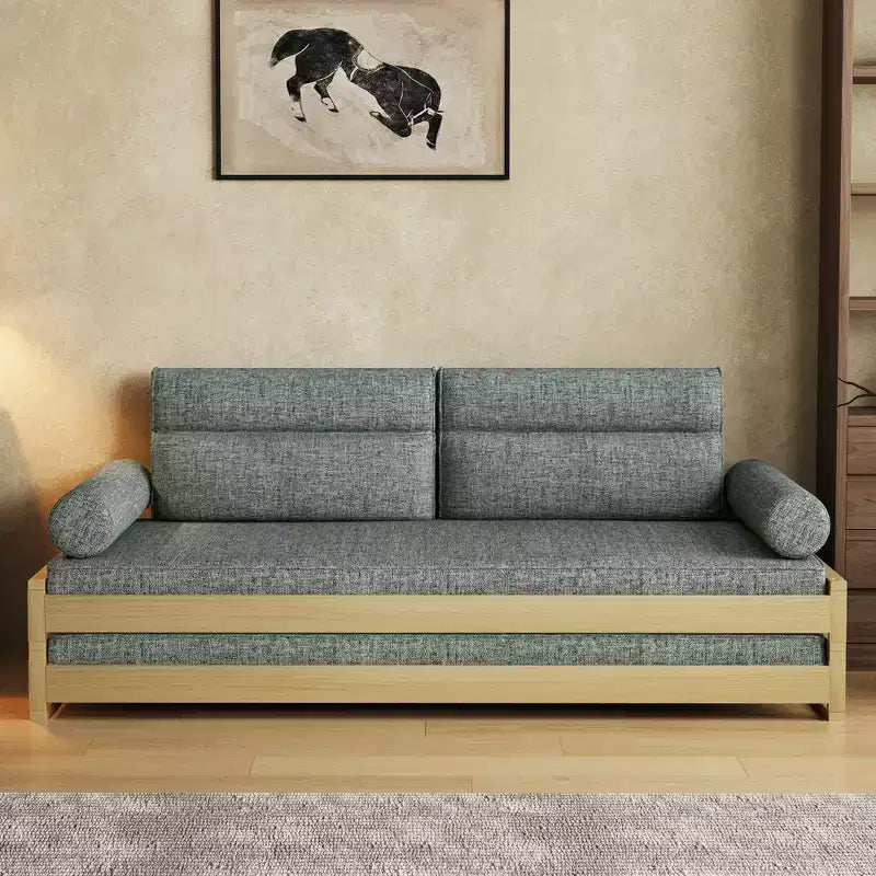 82.67 Inch Modern Convertible Sofa Bed with Solid Wood Frame and Removable Covers