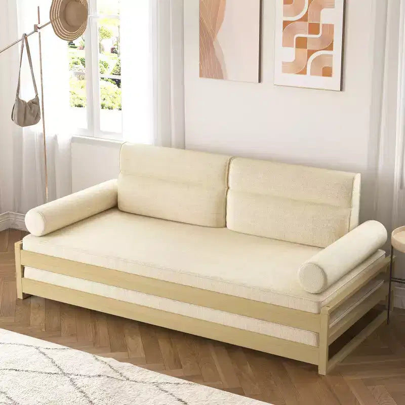 82.67 Inch Modern Convertible Sofa Bed with Solid Wood Frame and Removable Covers