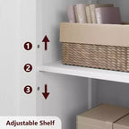54 Farmhouse Storage Cabinet with Glass Doors, Adjustable Shelves, Freestanding Pantry Cupboard for Kitchen, Bathroom, Living Room
