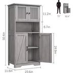 54 Farmhouse Storage Cabinet with Glass Doors, Adjustable Shelves, Freestanding Pantry Cupboard for Kitchen, Bathroom, Living Room