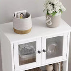 54 Farmhouse Storage Cabinet with Glass Doors, Adjustable Shelves, Freestanding Pantry Cupboard for Kitchen, Bathroom, Living Room
