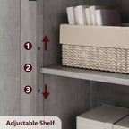 54 Farmhouse Storage Cabinet with Glass Doors, Adjustable Shelves, Freestanding Pantry Cupboard for Kitchen, Bathroom, Living Room