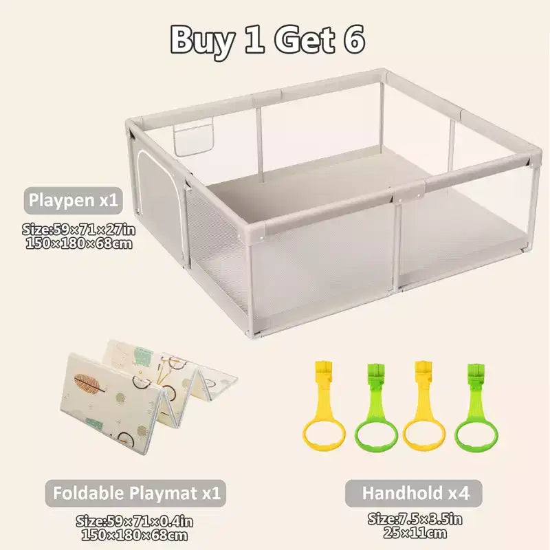 Baby Playpen with Mat 59 x71 In Playpen for Babies and Toddlers, Indoor & Outdoor Activity Center, Safety Baby Fence