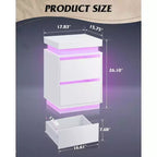 LED Light Nightstand with Charging Station - 2 Wooden Drawers & Sliding Top, Modern Bedside End Table for Bedroom, Living Room