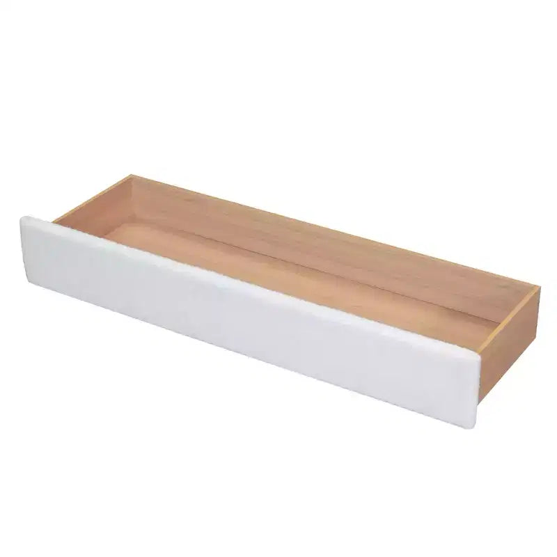 Upholstered Platform Bed, Teddy Fleece Wood Bed Frame with Drawer and USB Ports, for Bedroom, Easy Assembly, White