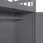 Twin-Twin over Full L-Shaped Bunk Bed with Wardrobe Space, Solid Wood Staircase Bunk Bed with Portable Desk