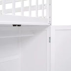 Twin-Twin over Full L-Shaped Bunk Bed with Wardrobe Space, Solid Wood Staircase Bunk Bed with Portable Desk