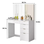 White Vanity Desk with Lighted Mirror and 5 Storage Drawers