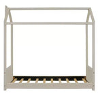 Twin/Full Size House Bed Velvet Platform Bed Frame Wood Bed for Kid, Beige
