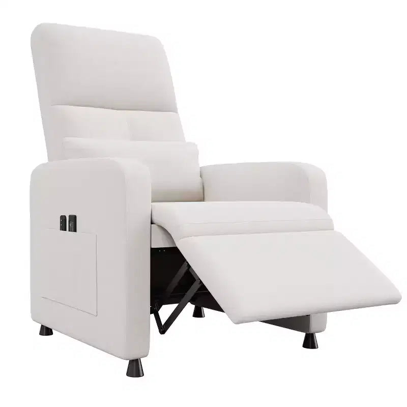 Power Recliner Chair, Ergonomic Linen Single Sofa with Padded Seat & 2 Side Pockets, Adjustable Electric Recliner for Living Room, Bedroom