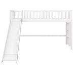 77.4IN Twin/Full Size Kids Loft Bed with Slide, Twin Bed with Safety Guardrail and Ladder, Bed Frames for Kids Room, Play Room