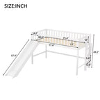77.4IN Twin/Full Size Kids Loft Bed with Slide, Twin Bed with Safety Guardrail and Ladder, Bed Frames for Kids Room, Play Room
