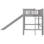 77.4IN Twin/Full Size Kids Loft Bed with Slide, Twin Bed with Safety Guardrail and Ladder, Bed Frames for Kids Room, Play Room