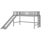 77.4IN Twin/Full Size Kids Loft Bed with Slide, Twin Bed with Safety Guardrail and Ladder, Bed Frames for Kids Room, Play Room