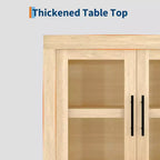 71 Sideboard Buffet Cabinet with 4 Doors, Mid Century Modern Accent Cabinet with Storage for Living Room Kitchen, Natural