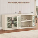 71 Sideboard Buffet Cabinet with 4 Doors, Mid Century Modern Accent Cabinet with Storage for Living Room Kitchen, Natural