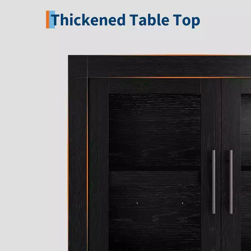 71 Sideboard Buffet Cabinet with 4 Doors, Mid Century Modern Accent Cabinet with Storage for Living Room Kitchen, Natural