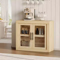 71 Sideboard Buffet Cabinet with 4 Doors, Mid Century Modern Accent Cabinet with Storage for Living Room Kitchen, Natural