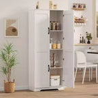 Kitchen Pantry Cabinet, Freestanding White Pantry Storage Cabinet, 60 Cupboard, Tall Bathroom Storage Cabinet